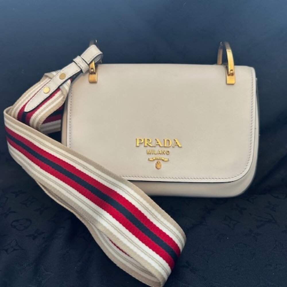PRADA  - City Shoulder Bag Calfskin Leather White